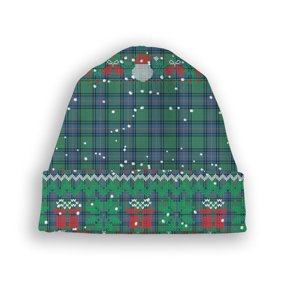 ScotsTee Shop Scottish Shaw Ancient Tartan Plaid Christmas Deer Snowman Snowflake Bell Knit Beanie