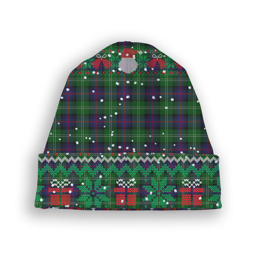 ScotsTee Shop Scottish Sutherland Tartan Plaid Christmas Deer Snowman Snowflake Bell Knit Beanie