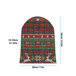 ScotsTee Shop Scottish Sturrock Blue & Black Tartan Plaid Christmas Deer Snowman Snowflake Bell Knit Beanie