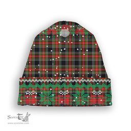 ScotsTee Shop Scottish Stewart High Stewards (Stewart Black) Tartan Plaid Christmas Deer Snowman Snowflake Bell Knit Beanie