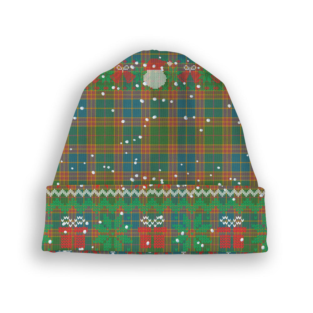 ScotsTee Shop Scottish Stevenson Old Ancient Tartan Plaid Christmas Deer Snowman Snowflake Bell Knit Beanie