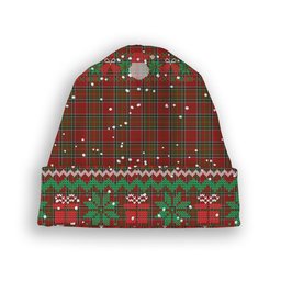 ScotsTee Shop Scottish Stewart of Galloway Wilsons’ Tartan Plaid Christmas Deer Snowman Snowflake Bell Knit Beanie