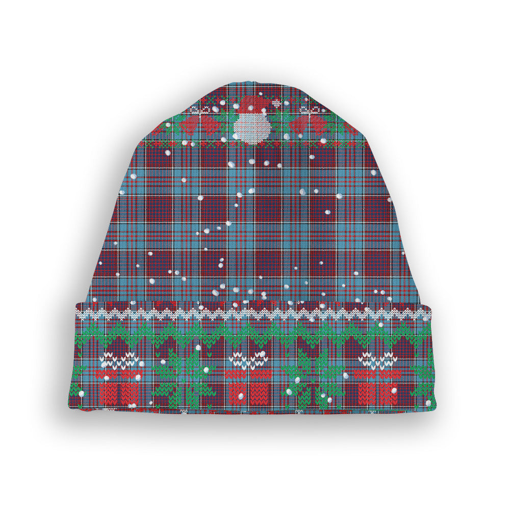 ScotsTee Shop Scottish Royal Canadian Air Force Modern Tartan Plaid Christmas Deer Snowman Snowflake Bell Knit Beanie