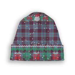 ScotsTee Shop Scottish Royal Canadian Air Force Modern Tartan Plaid Christmas Deer Snowman Snowflake Bell Knit Beanie