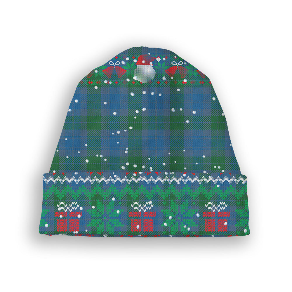 ScotsTee Shop Scottish Sutherland Hunting Ancient Tartan Plaid Christmas Deer Snowman Snowflake Bell Knit Beanie