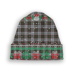 ScotsTee Shop Scottish Stewart of Appin Dress 1 Tartan Plaid Christmas Deer Snowman Snowflake Bell Knit Beanie