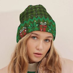 ScotsTee Shop Scottish Tomass Tartan Plaid Christmas Deer Snowman Snowflake Bell Knit Beanie