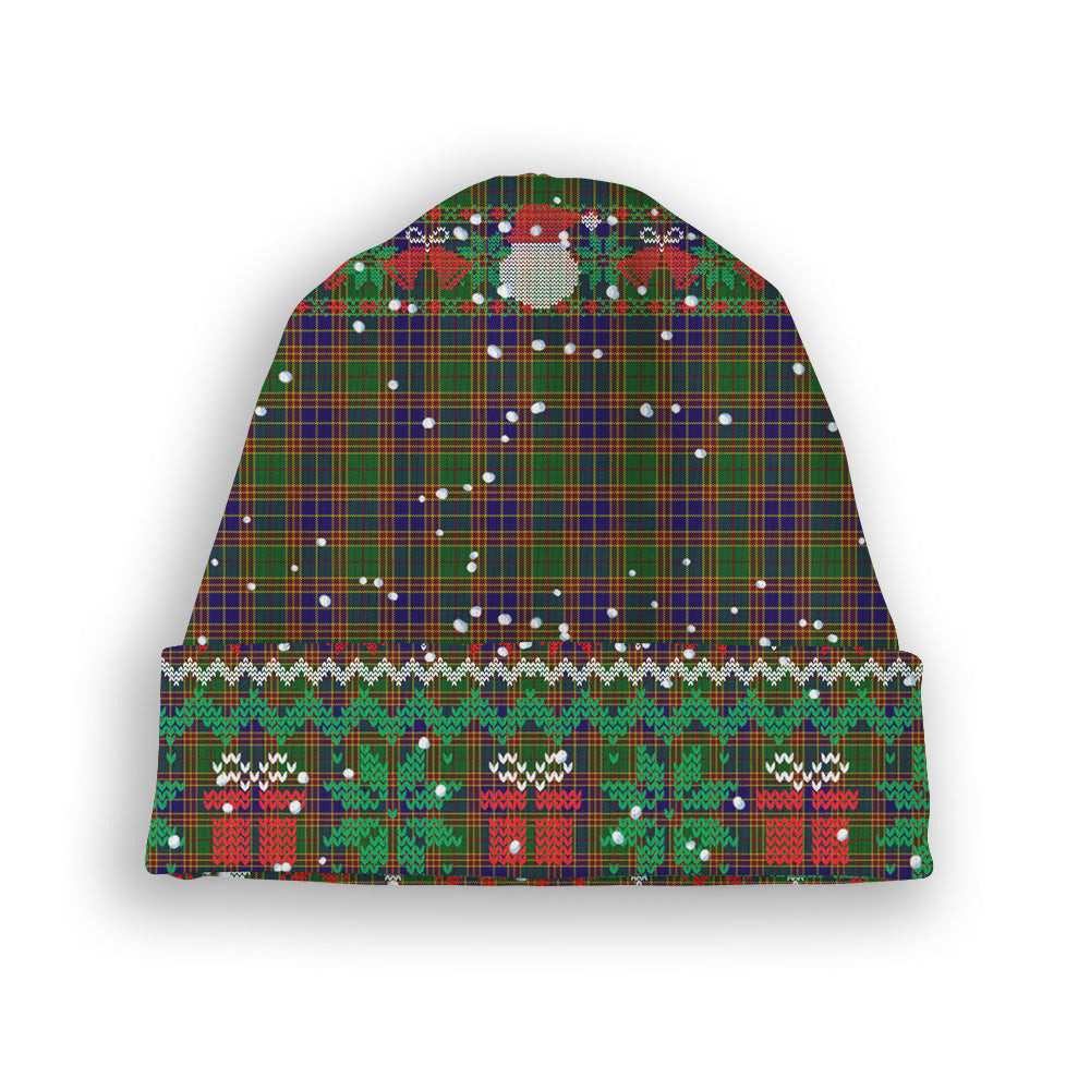 ScotsTee Shop Scottish Stephenson Old Tartan Plaid Christmas Deer Snowman Snowflake Bell Knit Beanie
