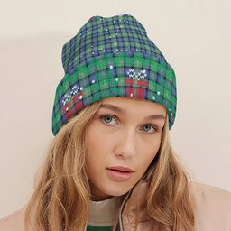 ScotsTee Shop Scottish Sutherland Ancient Tartan Plaid Christmas Deer Snowman Snowflake Bell Knit Beanie
