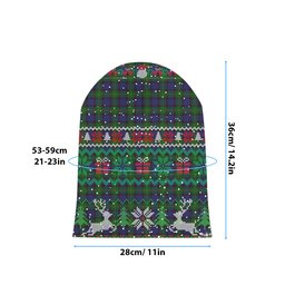 ScotsTee Shop Scottish Sinclair Brown Tartan Plaid Christmas Deer Snowman Snowflake Bell Knit Beanie