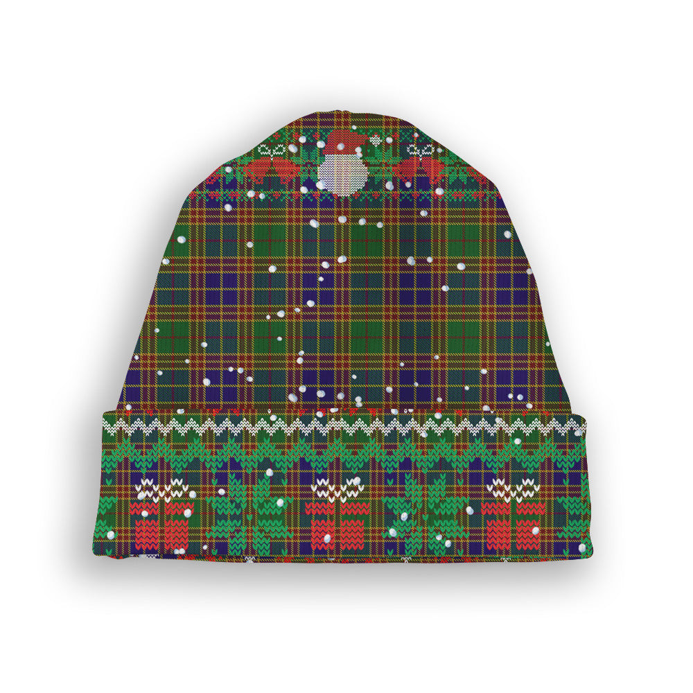 ScotsTee Shop Scottish Stevenson Old Tartan Plaid Christmas Deer Snowman Snowflake Bell Knit Beanie