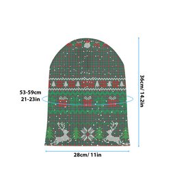 ScotsTee Shop Scottish Spence Fragment Modern Clan Tartan Plaid Christmas Deer Snowman Snowflake Bell Knit Beanie