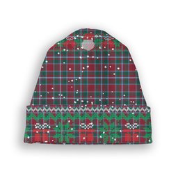 ScotsTee Shop Scottish Spence Modern Clan Tartan Plaid Christmas Deer Snowman Snowflake Bell Knit Beanie