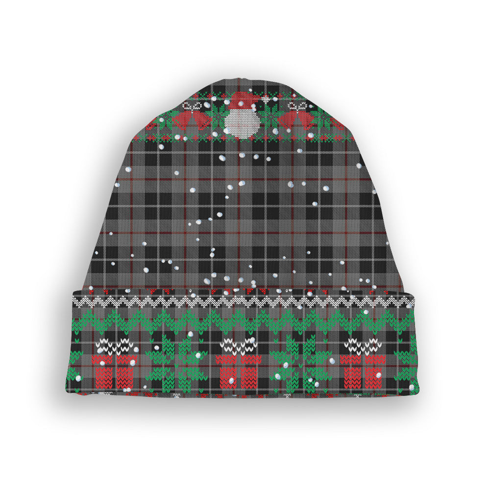 ScotsTee Shop Scottish Thomson Grey Tartan Plaid Christmas Deer Snowman Snowflake Bell Knit Beanie