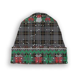ScotsTee Shop Scottish Turnbull, Dress Bruce Tartan Plaid Christmas Deer Snowman Snowflake Bell Knit Beanie