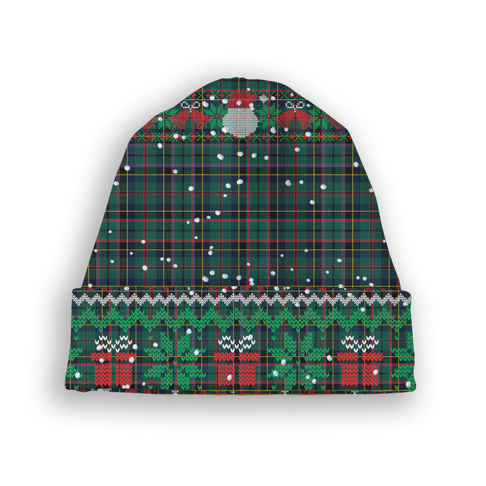 ScotsTee Shop Scottish Stevenson Modern Tartan Plaid Christmas Deer Snowman Snowflake Bell Knit Beanie