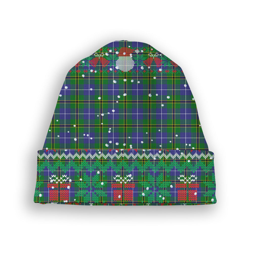 ScotsTee Shop Scottish Turnbull Hunting SC Tartan Plaid Christmas Deer Snowman Snowflake Bell Knit Beanie