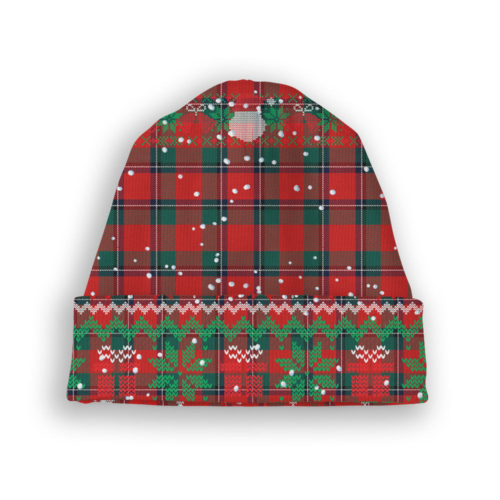 ScotsTee Shop Scottish Sinclair Modern Clan Tartan Plaid Christmas Deer Snowman Snowflake Bell Knit Beanie