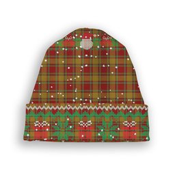 ScotsTee Shop Scottish Scrymgeour Tartan Plaid Christmas Deer Snowman Snowflake Bell Knit Beanie