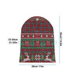 ScotsTee Shop Scottish Ruthven VS Tartan Plaid Christmas Deer Snowman Snowflake Bell Knit Beanie