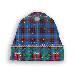 ScotsTee Shop Scottish Rutherford Modern Tartan Plaid Christmas Deer Snowman Snowflake Bell Knit Beanie