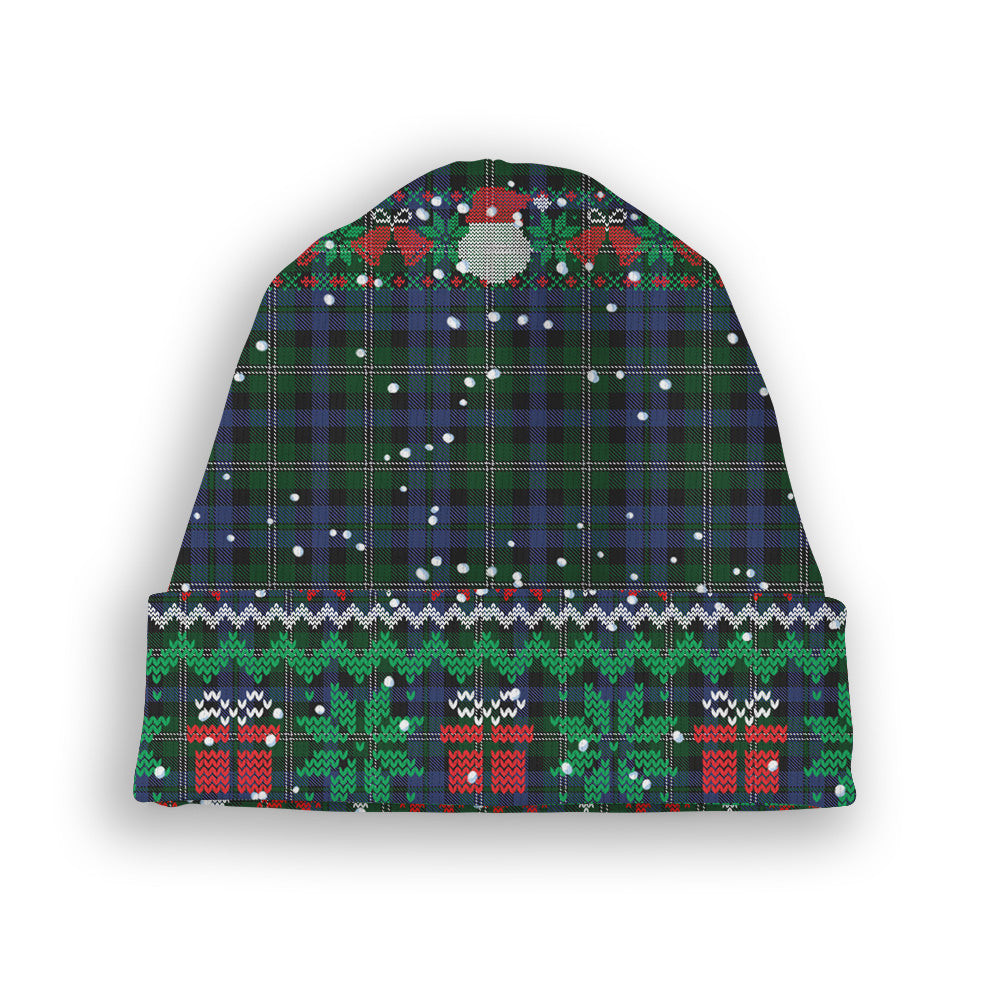 ScotsTee Shop Scottish Stevenson Hunting Tartan Plaid Christmas Deer Snowman Snowflake Bell Knit Beanie