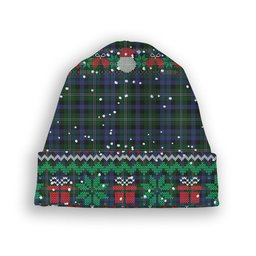 ScotsTee Shop Scottish Stevenson Hunting Tartan Plaid Christmas Deer Snowman Snowflake Bell Knit Beanie