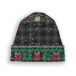 ScotsTee Shop Scottish Stewart Mourning 1880 Tartan Plaid Christmas Deer Snowman Snowflake Bell Knit Beanie