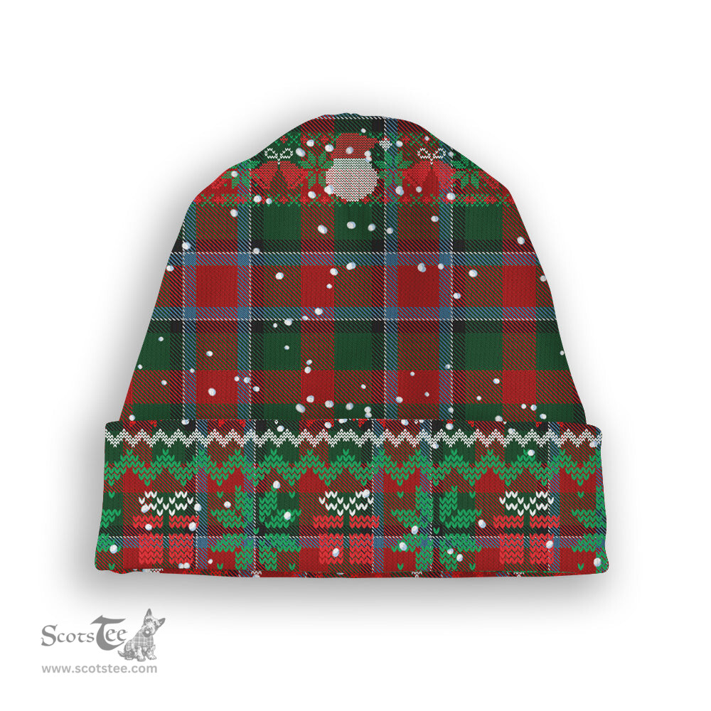 ScotsTee Shop Scottish Thomson Mackinlay Tartan Plaid Christmas Deer Snowman Snowflake Bell Knit Beanie