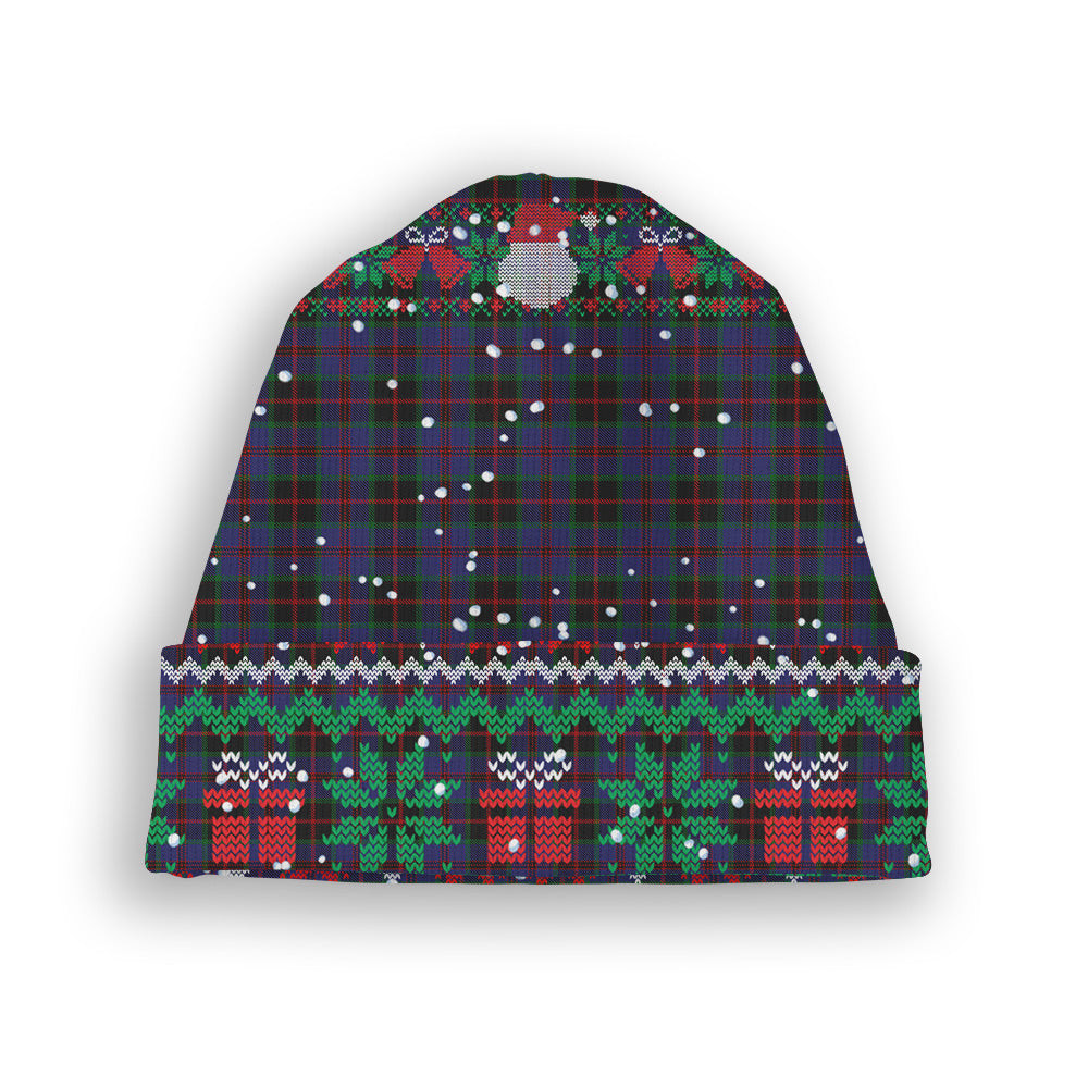 ScotsTee Shop Scottish Sandberg Tartan Plaid Christmas Deer Snowman Snowflake Bell Knit Beanie