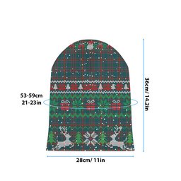 ScotsTee Shop Scottish Shaw of Tordarroch Hunting Modern Tartan Plaid Christmas Deer Snowman Snowflake Bell Knit Beanie