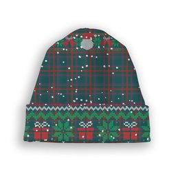 ScotsTee Shop Scottish Shaw of Tordarroch Hunting Modern Tartan Plaid Christmas Deer Snowman Snowflake Bell Knit Beanie