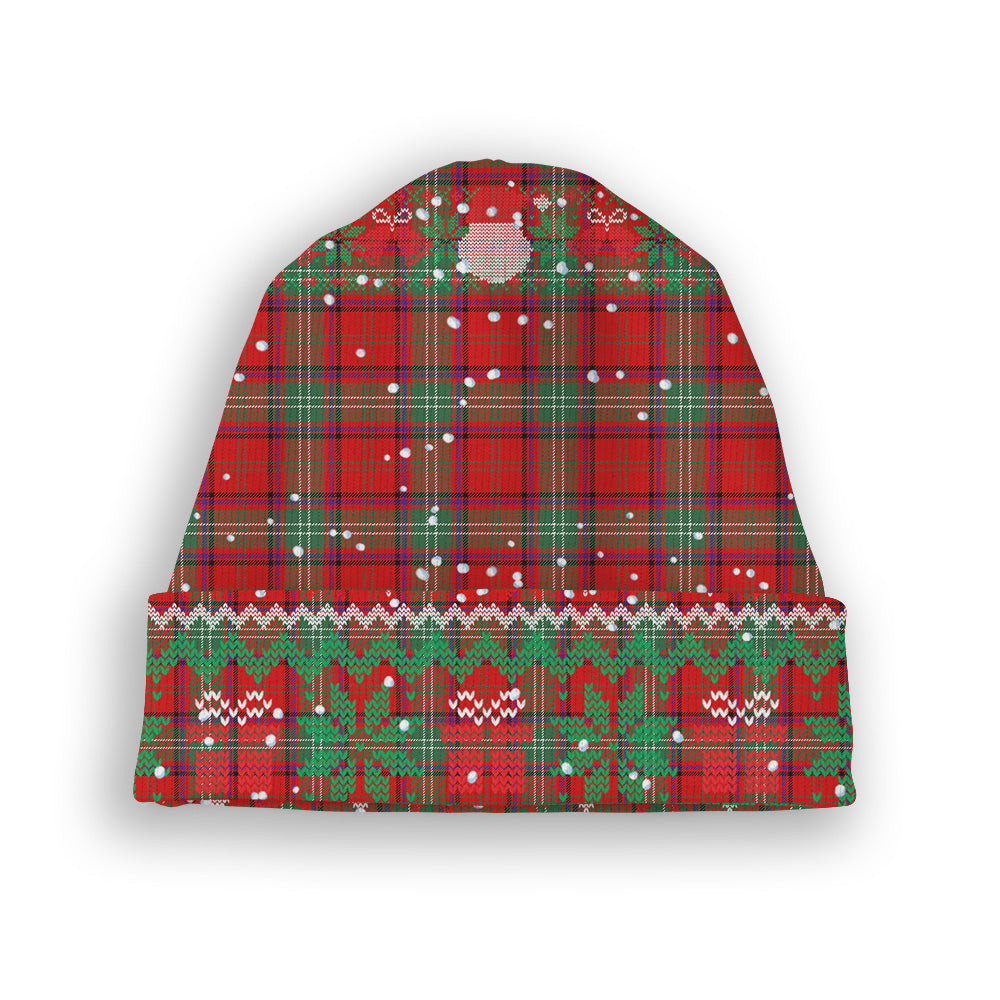 ScotsTee Shop Scottish Seton Modern Tartan Plaid Christmas Deer Snowman Snowflake Bell Knit Beanie
