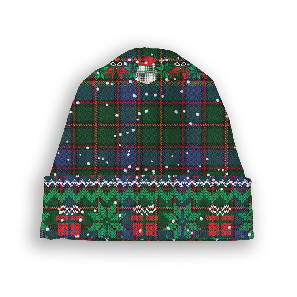 ScotsTee Shop Scottish Skene Tartan Plaid Christmas Deer Snowman Snowflake Bell Knit Beanie
