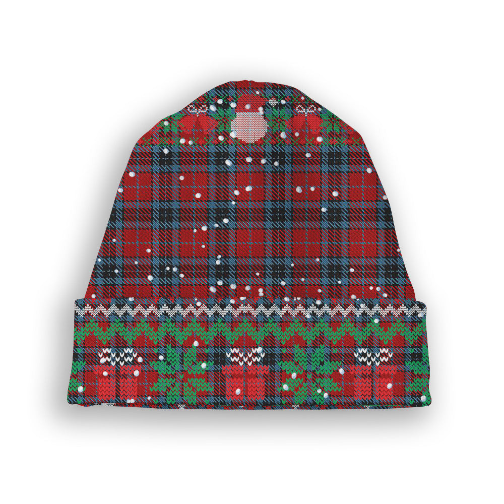 ScotsTee Shop Scottish Thomson 2 Tartan Plaid Christmas Deer Snowman Snowflake Bell Knit Beanie