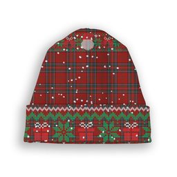 ScotsTee Shop Scottish Stewart of Appin VS Tartan Plaid Christmas Deer Snowman Snowflake Bell Knit Beanie