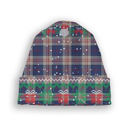 ScotsTee Shop Scottish Stewart of Appin Hunting Dress Tartan Plaid Christmas Deer Snowman Snowflake Bell Knit Beanie