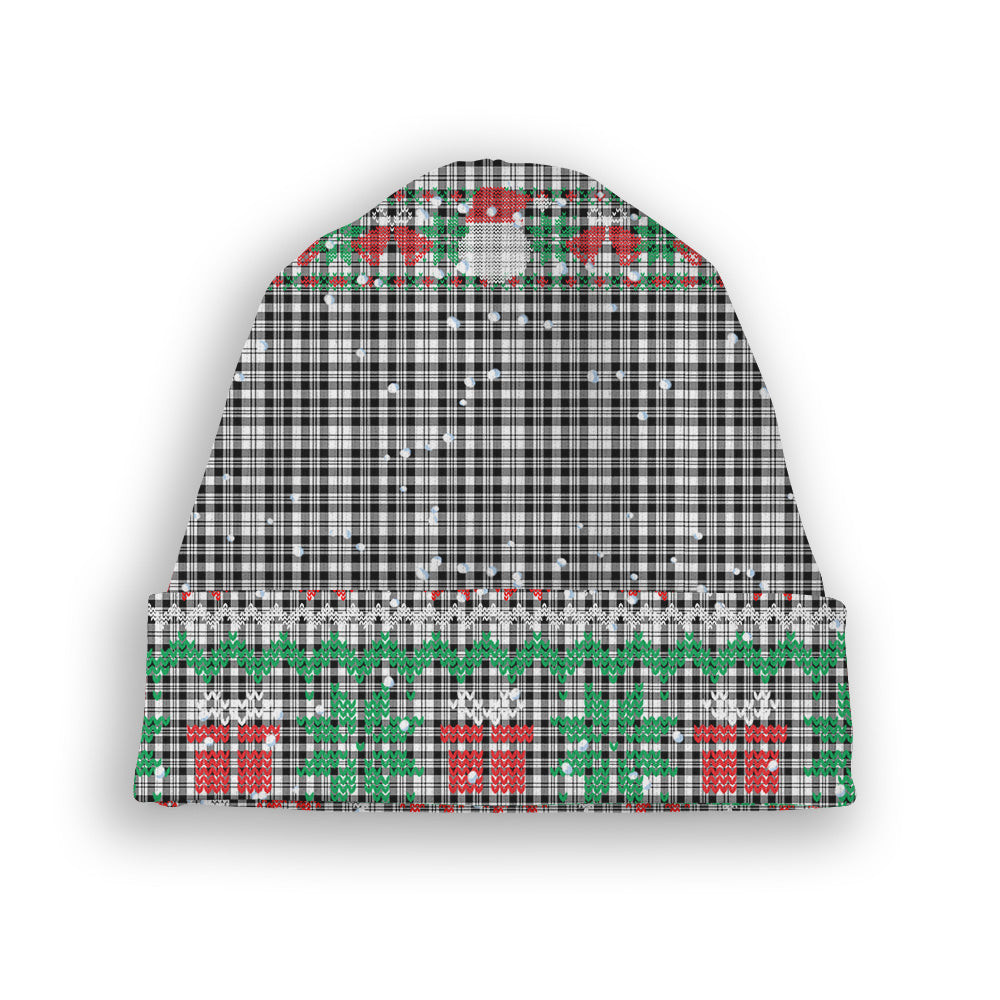ScotsTee Shop Scottish Scott Black White Tartan Plaid Christmas Deer Snowman Snowflake Bell Knit Beanie