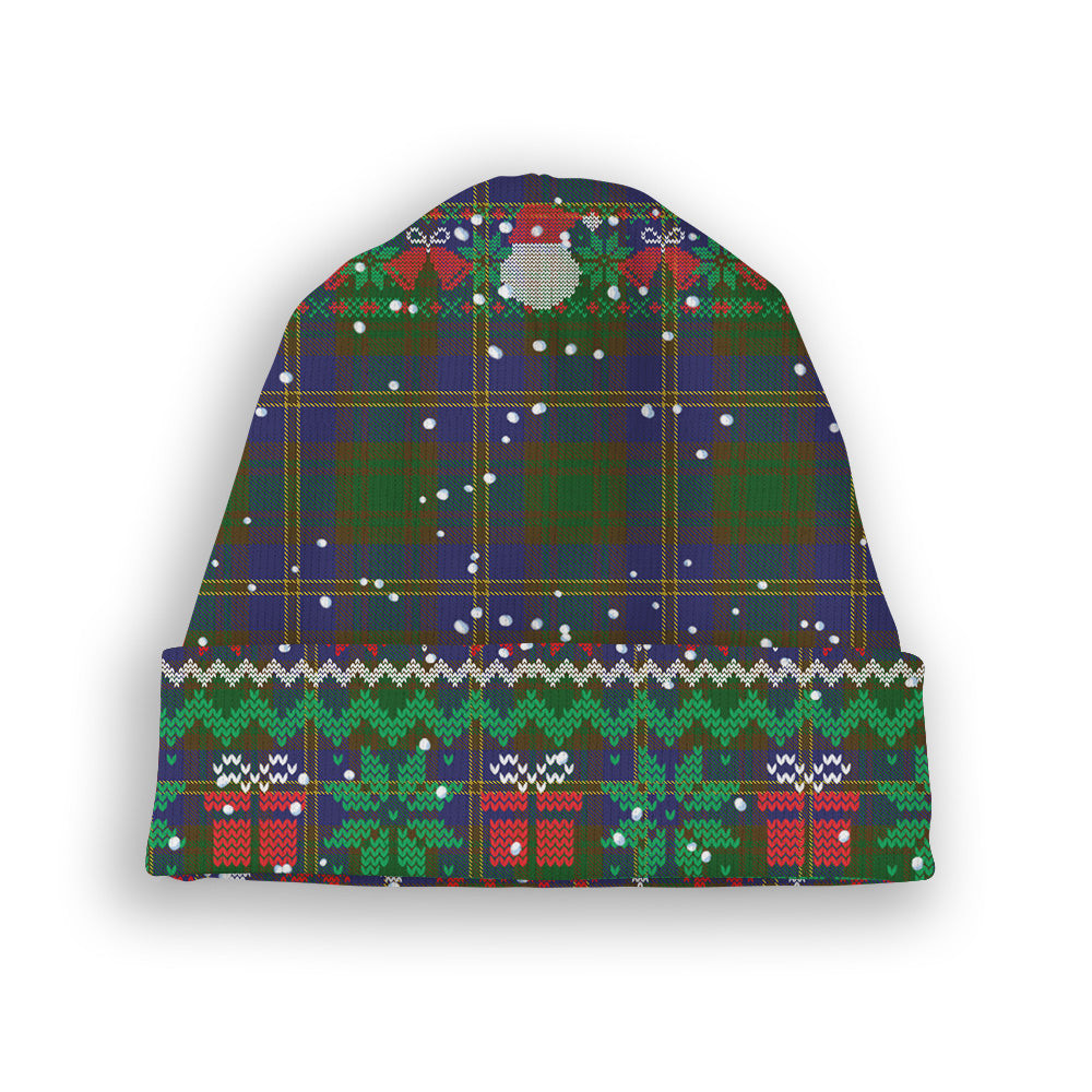 ScotsTee Shop Scottish Strange of Balkaskie Tartan Plaid Christmas Deer Snowman Snowflake Bell Knit Beanie