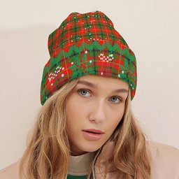 ScotsTee Shop Scottish Turnbull SC Tartan Plaid Christmas Deer Snowman Snowflake Bell Knit Beanie