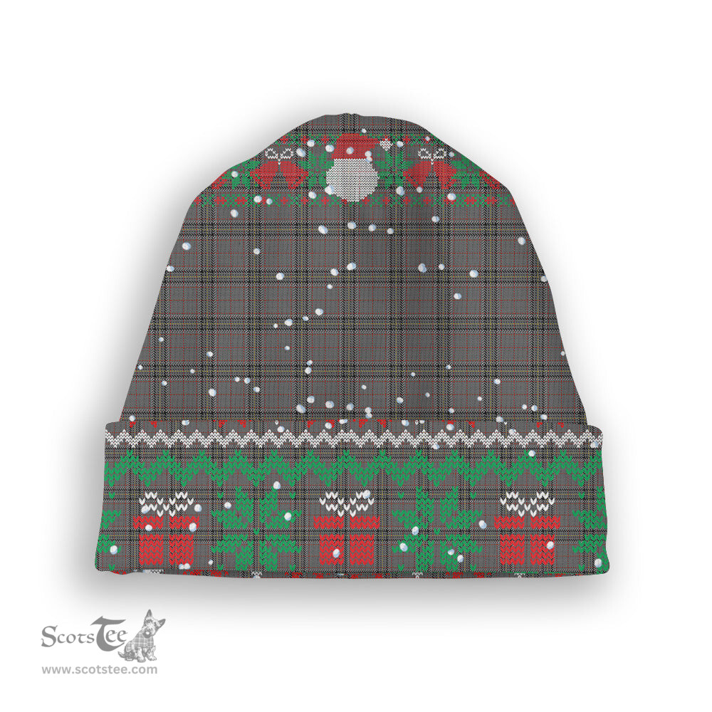 ScotsTee Shop Scottish Stewart Grey Tartan Plaid Christmas Deer Snowman Snowflake Bell Knit Beanie