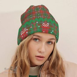 ScotsTee Shop Scottish Somerville Ancient Tartan Plaid Christmas Deer Snowman Snowflake Bell Knit Beanie