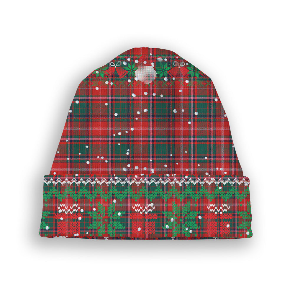 ScotsTee Shop Scottish Somerville Modern Tartan Plaid Christmas Deer Snowman Snowflake Bell Knit Beanie
