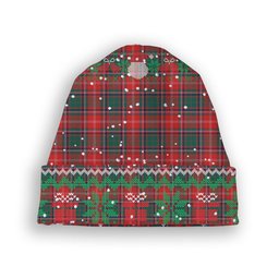 ScotsTee Shop Scottish Somerville Modern Tartan Plaid Christmas Deer Snowman Snowflake Bell Knit Beanie