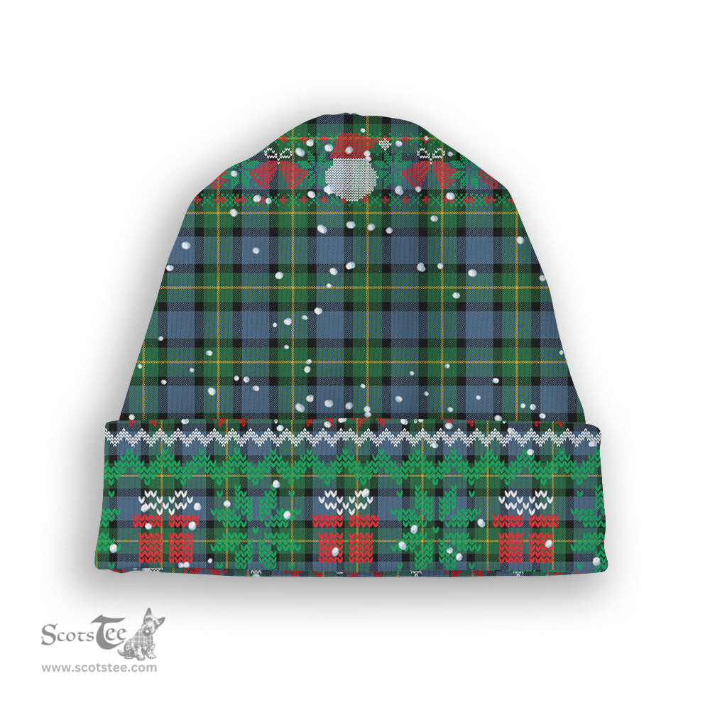 ScotsTee Shop Scottish Sinclair of Ulster Ancient Tartan Plaid Christmas Deer Snowman Snowflake Bell Knit Beanie
