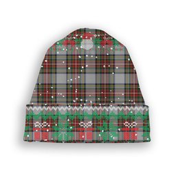 ScotsTee Shop Scottish Stewart Dress Tartan Plaid Christmas Deer Snowman Snowflake Bell Knit Beanie