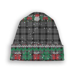 ScotsTee Shop Scottish Scott Black and White Tartan Plaid Christmas Deer Snowman Snowflake Bell Knit Beanie
