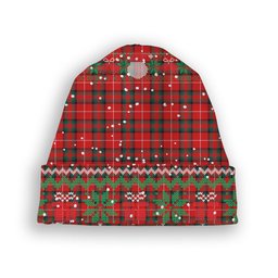 ScotsTee Shop Scottish Stuart Of Bute Modern Tartan Plaid Christmas Deer Snowman Snowflake Bell Knit Beanie