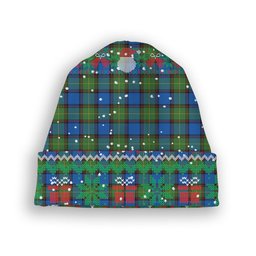 ScotsTee Shop Scottish Sinclair-Brown Ancient Tartan Plaid Christmas Deer Snowman Snowflake Bell Knit Beanie