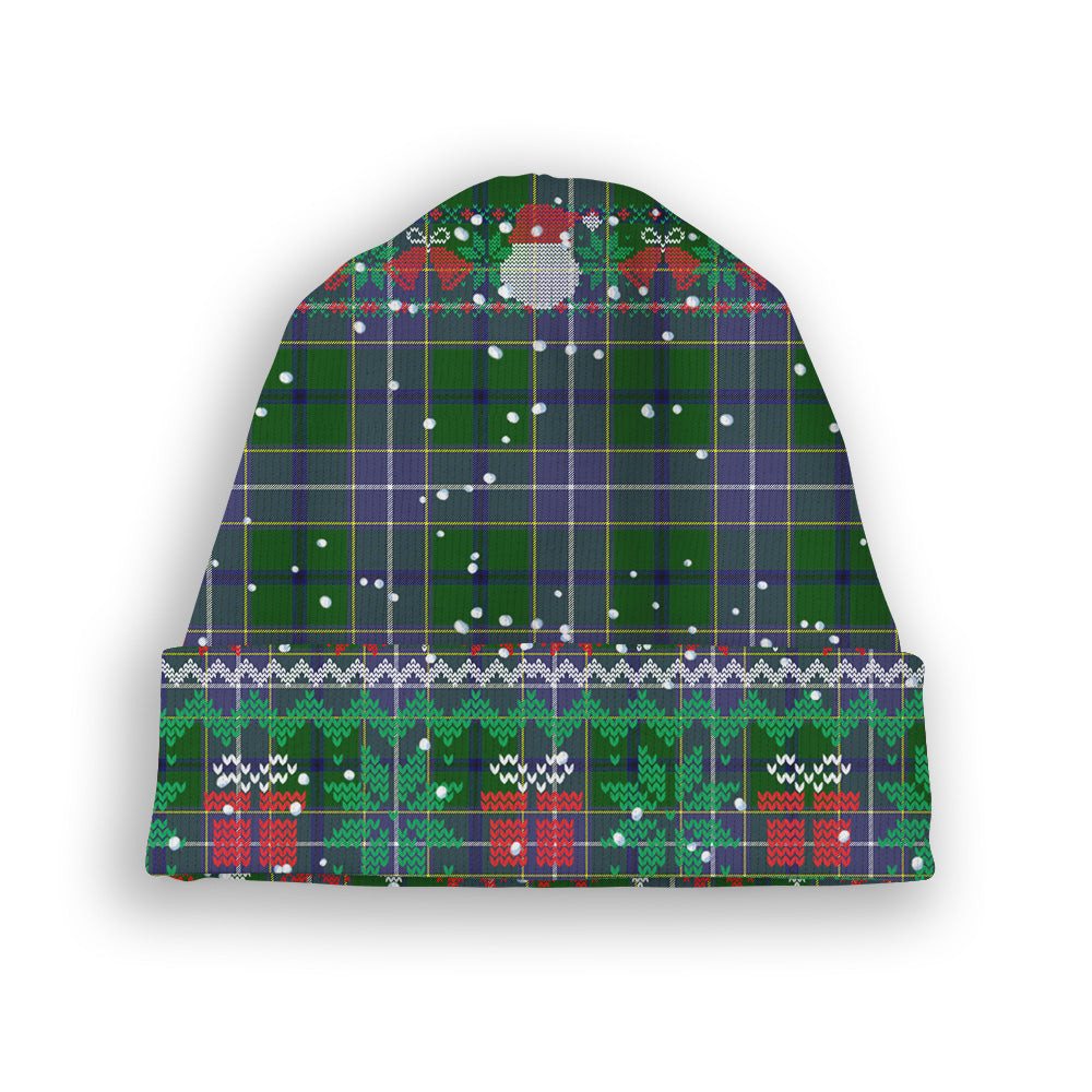 ScotsTee Shop Scottish Wishart Hunting Modern Tartan Plaid Christmas Deer Snowman Snowflake Bell Knit Beanie